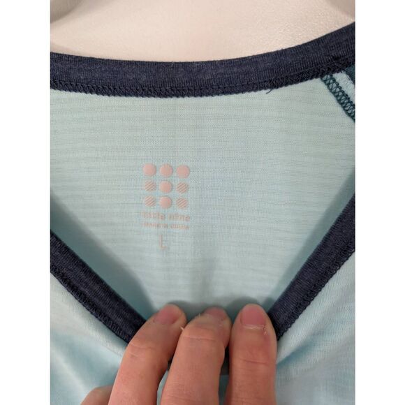 Title Nine Notton™ Raglan Long Sleeve Tee women's large blue baseball base - Picture 3 of 5